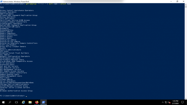 get-adgroup -filter * | sort name | select Name