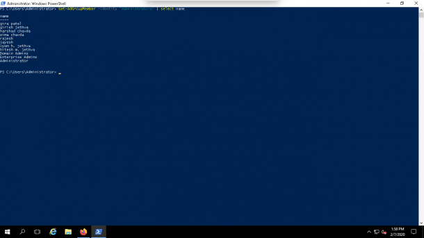 Get-AdGroupMember -identity "Administrators" | select name